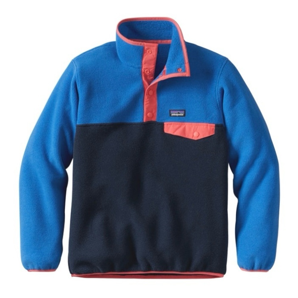 Patagonia Girls' Lightweight Synchilla Snap-T Fleece Pullover, Navy Blue (M/10)